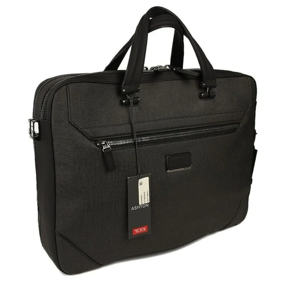 TUMI Gray ASHTON COLLINS Double Compartment Briefcase Bag Laptop NWT
